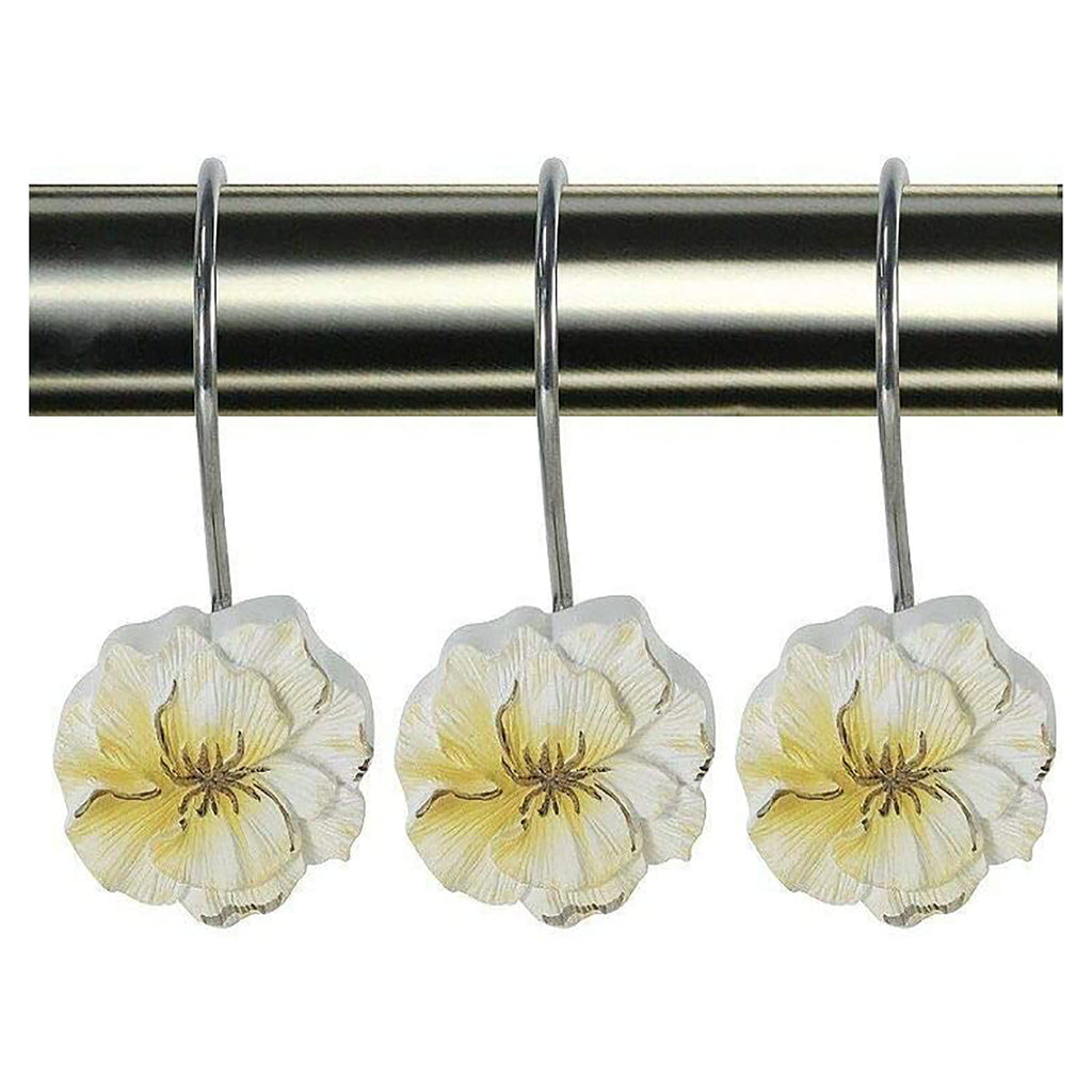 Home Spa Poly Resin Melrose Shower Curtain Hooks, Yellow, 12 Pack ...