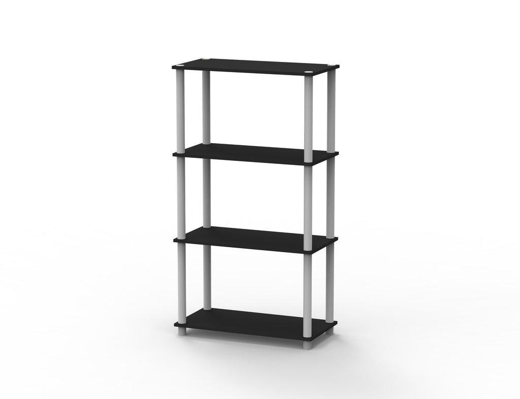 Home Basics 4 Tier Open Wood Storage Shelf, Black ShopBobbys