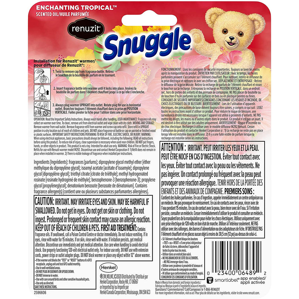 Renuzit Snuggle 2-Pack Scented Oil Refill, Enchanting Tropical