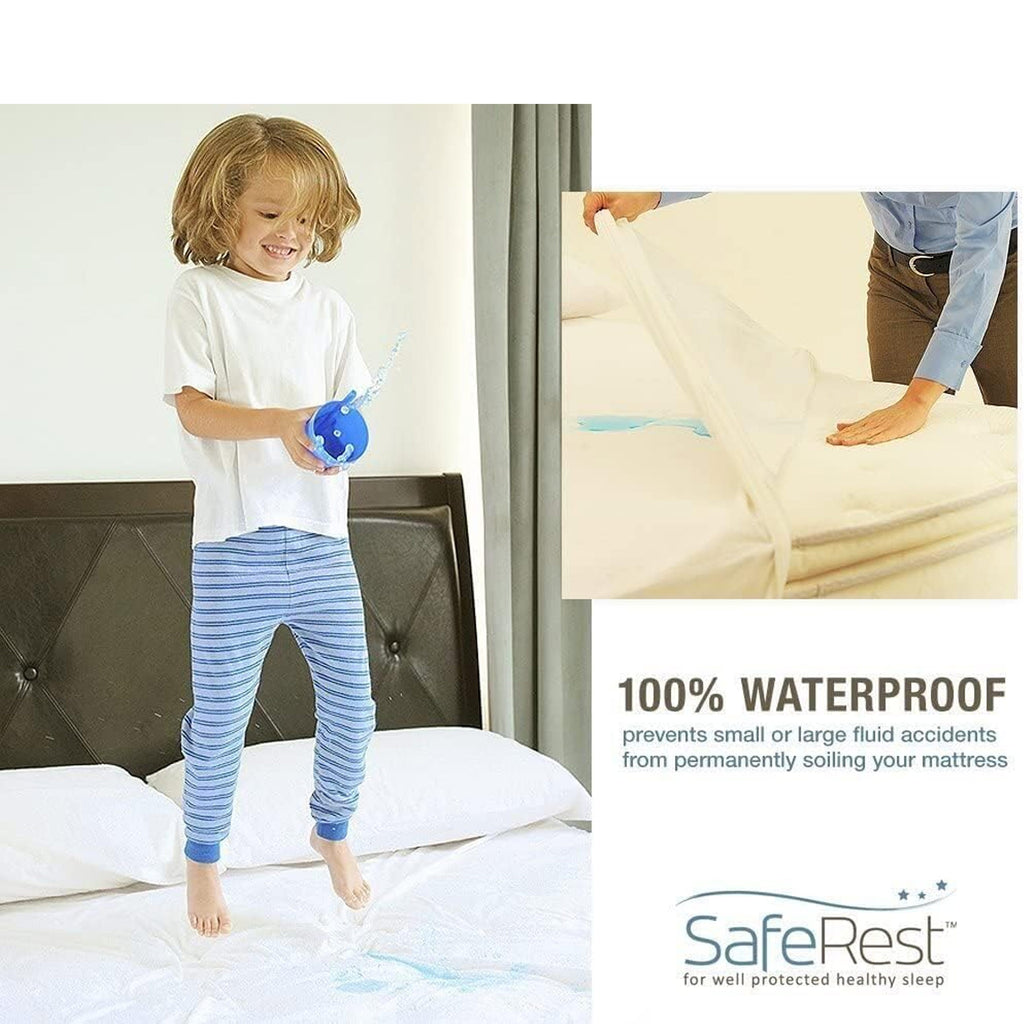SafeRest Premium Waterproof Pillow Protector Encasement, White, Queen ...