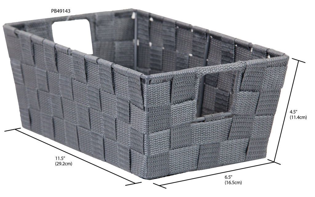 Simplify Large Herringbone Storage Bin in Grey