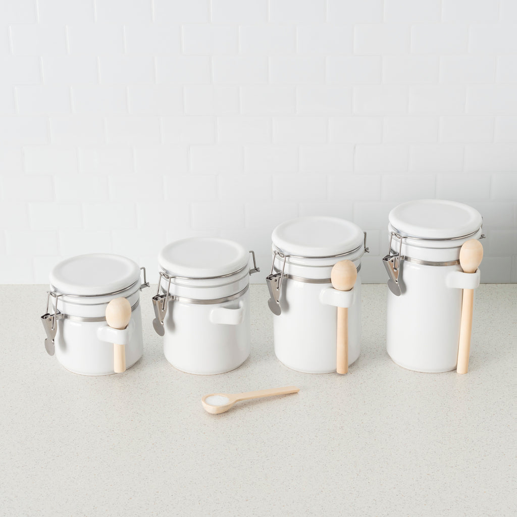 Home Basics 4 Piece Ceramic Canisters with Air-Tight Clamp Top Lid