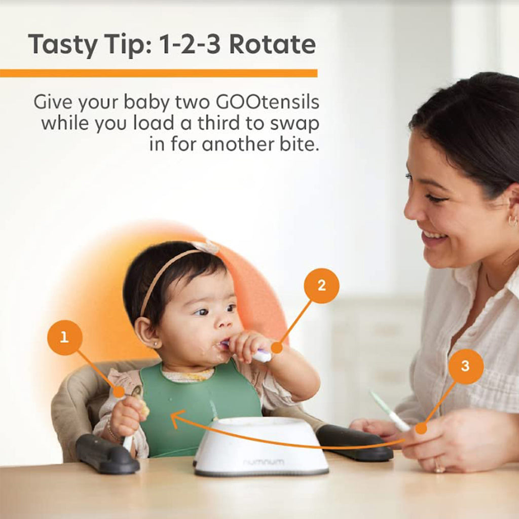  Feeding Littles x NumNum GOOtensil Pre-Spoons, 6 Baby Spoon Set  (Stage 1 + Stage 2), BPA Free Silicone Self Feeding Toddler Utensils
