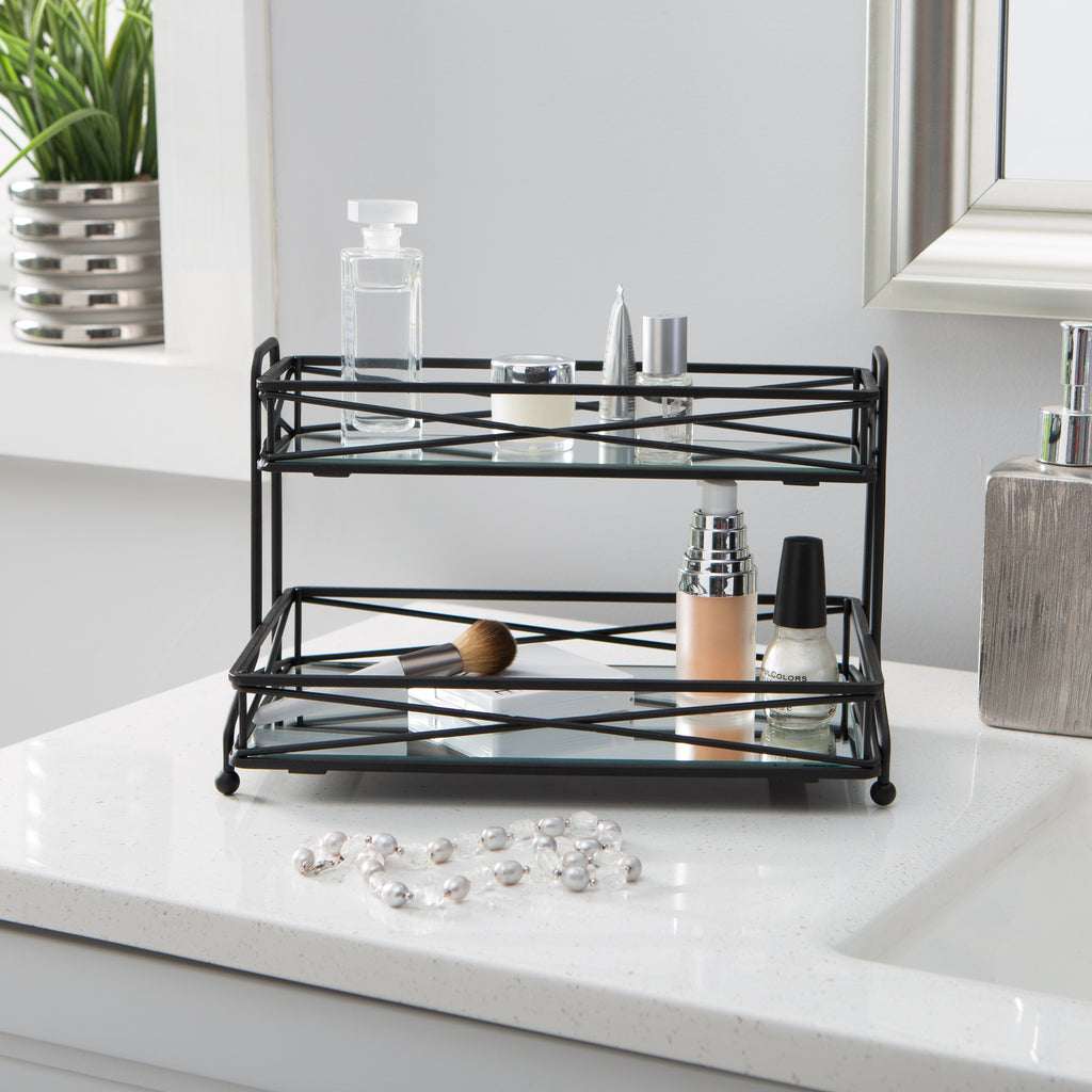 Home Details 2 Tier Slim Flat Wired Rails Vanity Tray