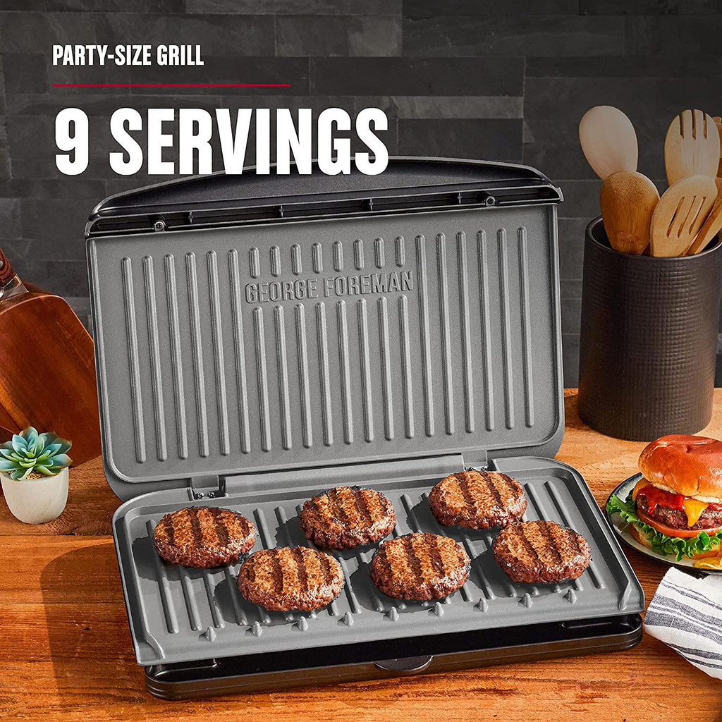 George Foreman 9-Serving Classic Plate Electric Indoor Grill and Panin –  ShopBobbys