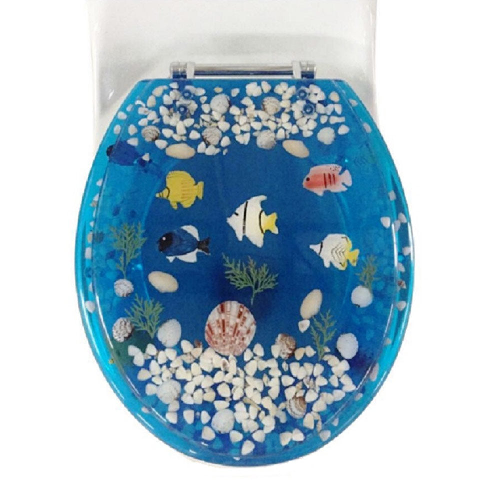 fish lure resin toilet seat Elegant Touch Fish Design Polyresin Standard Toilet Seat, Clear Blue – ShopBobbys