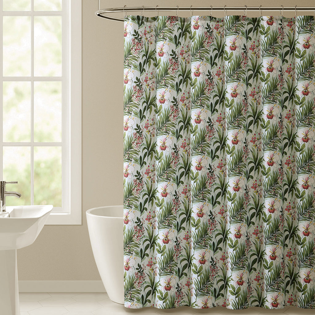 Haley Floral 13-Piece Shower Curtain Set With Hooks, Multi, 72x72