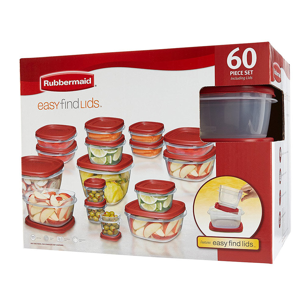 Rubbermaid Easy Find Lids Food Storage Containers, Racer Red, 6-Piece Set