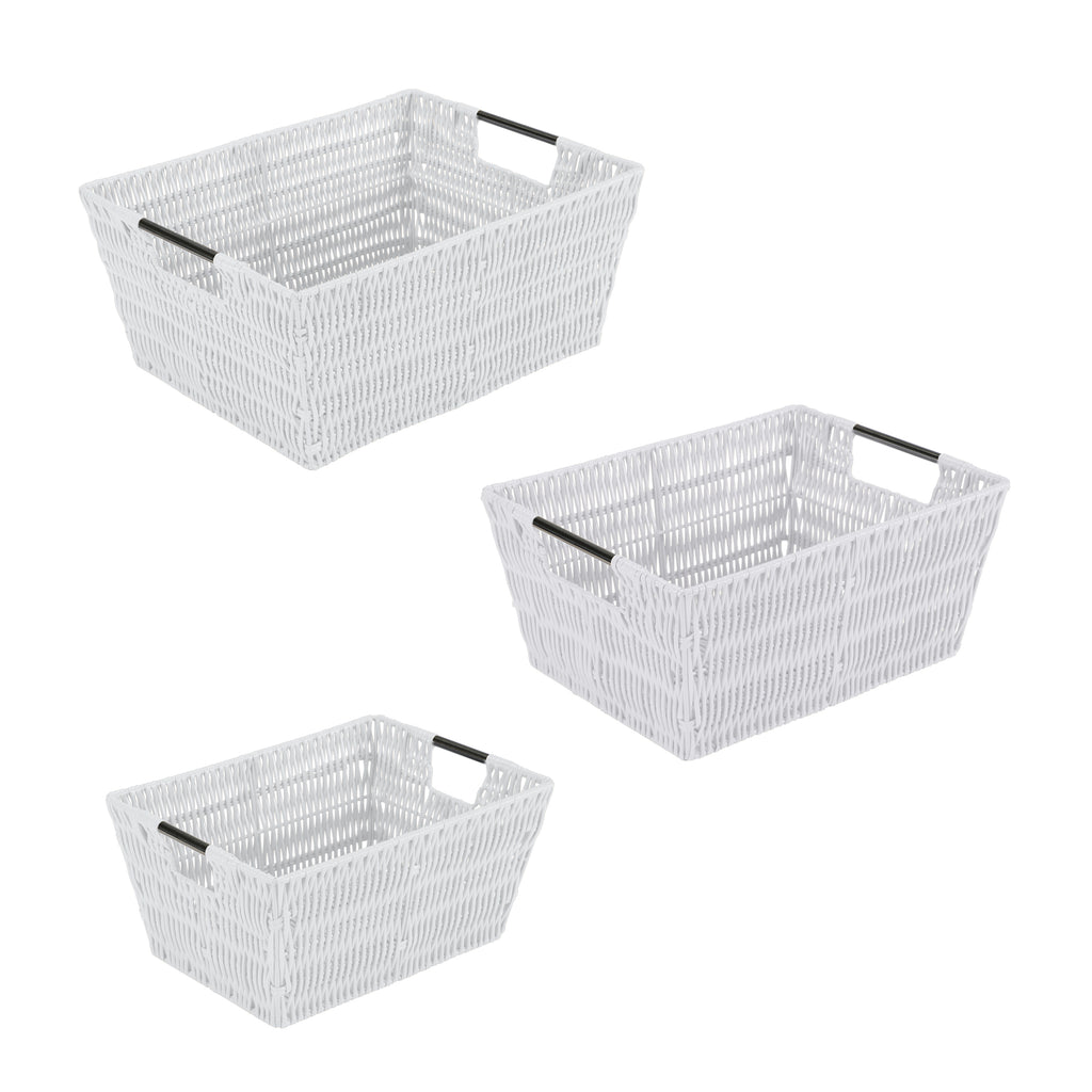 Simplify Small Shelf Rattan Tote Storage Basket in Charcoal