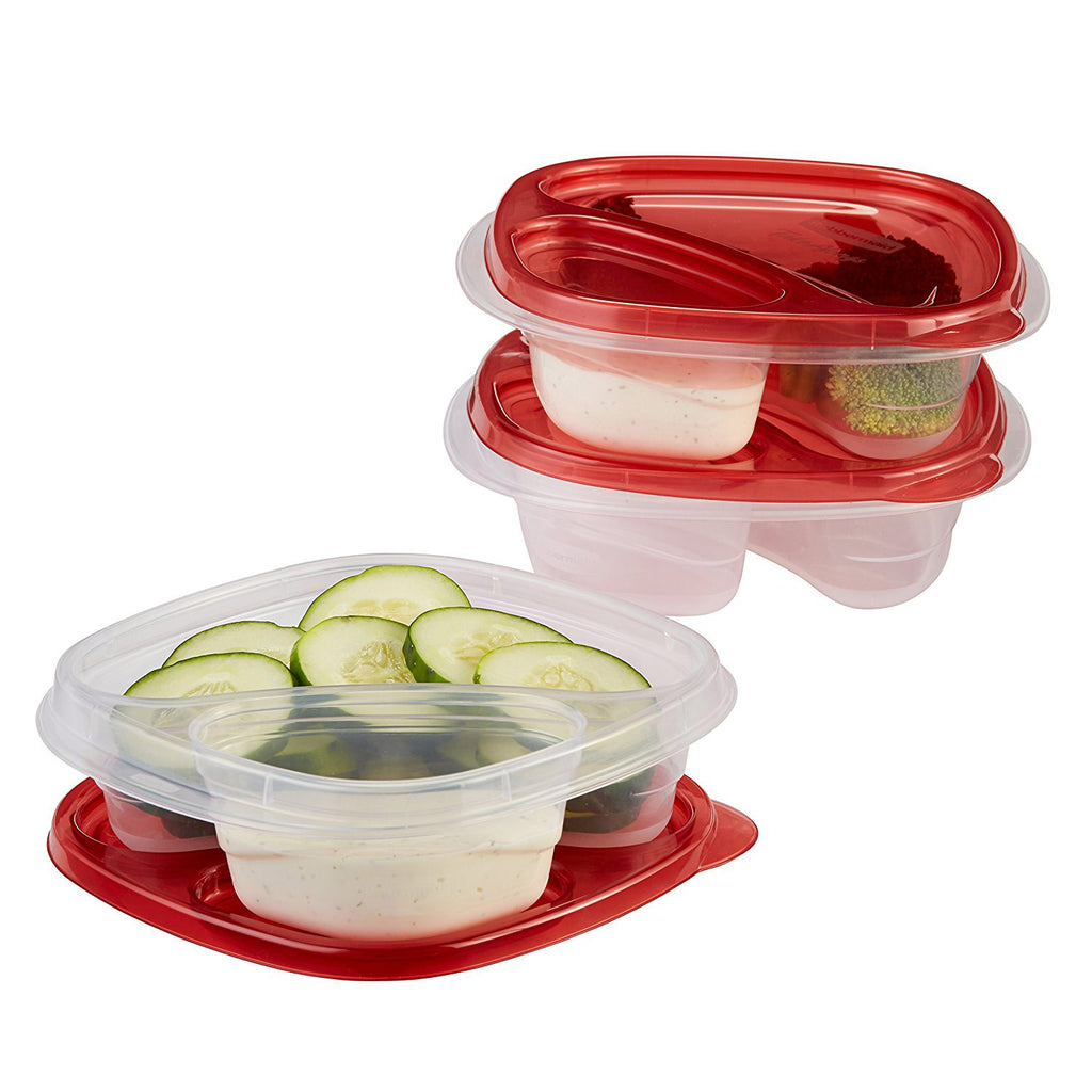 Rubbermaid Take Along Divided Snack Bowls, Chili Red, 2.2 Cup, 3-Count –  ShopBobbys