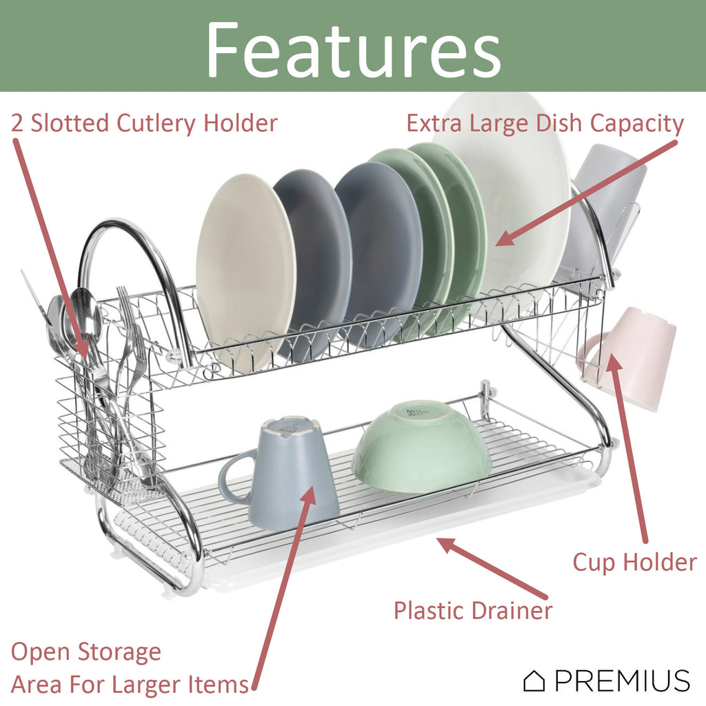 Kitchen Metal Plastic Dish Rack With Utensil Holder Cup Holder Dish Drainer  For Kitchen Counter Top Dish Rack PP Plastic Storage - Buy Kitchen Metal  Plastic Dish Rack With Utensil Holder Cup