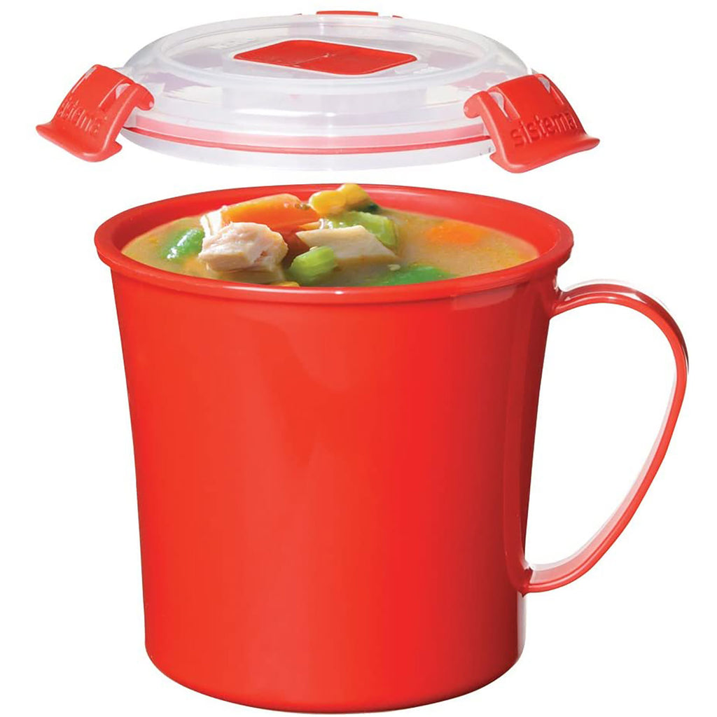 Sistema Microwave Collection Soup Mug 22.1 Oz, Red 