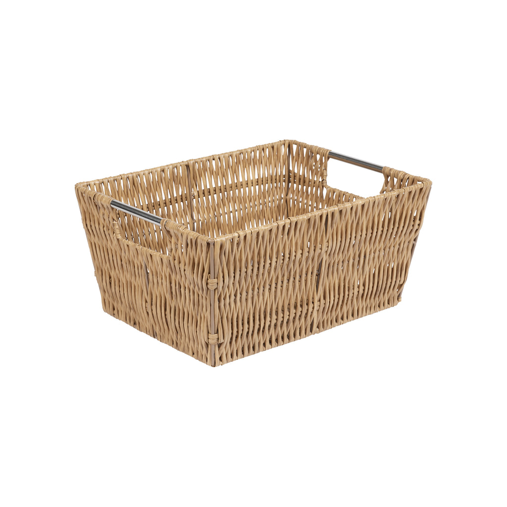 Simplify Small Shelf Rattan Tote Storage Basket in Charcoal