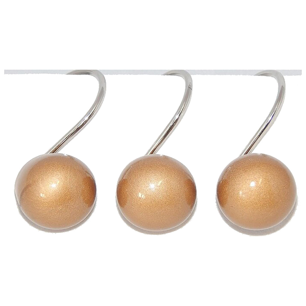 Home Spa Poly Resin Ball Shower Curtain Hooks, Gold, 12 Pack