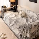 5 of 24:Modern Chenille Sofa Throw Cover, Oversized Floral Abstract Botanical Couch Protector 