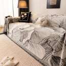22 of 24:Modern Chenille Sofa Throw Cover, Oversized Floral Abstract Botanical Couch Protector 