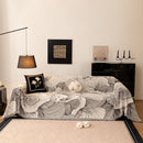 2 of 24:Modern Chenille Sofa Throw Cover, Oversized Floral Abstract Botanical Couch Protector 
