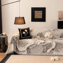 24 of 24:Modern Chenille Sofa Throw Cover, Oversized Floral Abstract Botanical Couch Protector 