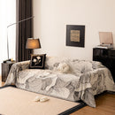 19 of 24:Modern Chenille Sofa Throw Cover, Oversized Floral Abstract Botanical Couch Protector 
