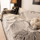 6 of 24:Modern Chenille Sofa Throw Cover, Oversized Floral Abstract Botanical Couch Protector 