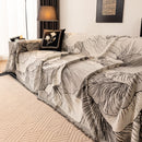 9 of 24:Modern Chenille Sofa Throw Cover, Oversized Floral Abstract Botanical Couch Protector 