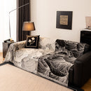 15 of 24:Modern Chenille Sofa Throw Cover, Oversized Floral Abstract Botanical Couch Protector 