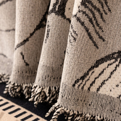10 of 24:Modern Chenille Sofa Throw Cover, Oversized Floral Abstract Botanical Couch Protector 