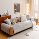 5 of 27:Quilted Velvet Sofa Cover, Thick Padded Couch Protector with Raised Geometric Texture 