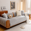 7 of 27:Quilted Velvet Sofa Cover, Thick Padded Couch Protector with Raised Geometric Texture 