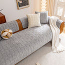 11 of 27:Quilted Velvet Sofa Cover, Thick Padded Couch Protector with Raised Geometric Texture 