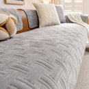 13 of 27:Quilted Velvet Sofa Cover, Thick Padded Couch Protector with Raised Geometric Texture 