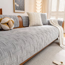 14 of 27:Quilted Velvet Sofa Cover, Thick Padded Couch Protector with Raised Geometric Texture 