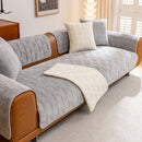 15 of 27:Quilted Velvet Sofa Cover, Thick Padded Couch Protector with Raised Geometric Texture 