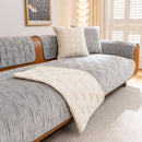 16 of 27:Quilted Velvet Sofa Cover, Thick Padded Couch Protector with Raised Geometric Texture 