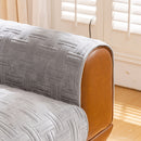 18 of 27:Quilted Velvet Sofa Cover, Thick Padded Couch Protector with Raised Geometric Texture 