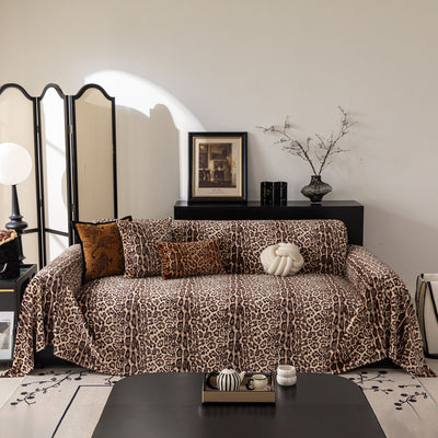 26 of 26:Leopard Print Flannel Sofa Throw Cover, Soft Couch Protector for Pets, Kids & Home 