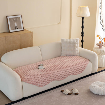 6 of 24:Faux Rabbit Fur Sofa Topper, Plush Non-Slip Couch Protector Cover for Pets & Kids 