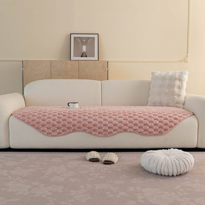 5 of 24:Faux Rabbit Fur Sofa Topper, Plush Non-Slip Couch Protector Cover for Pets & Kids 