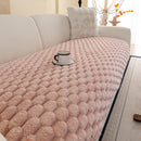 17 of 24:Faux Rabbit Fur Sofa Topper, Plush Non-Slip Couch Protector Cover for Pets & Kids 