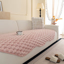 15 of 24:Faux Rabbit Fur Sofa Topper, Plush Non-Slip Couch Protector Cover for Pets & Kids 