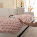 8 of 24:Faux Rabbit Fur Sofa Topper, Plush Non-Slip Couch Protector Cover for Pets & Kids 