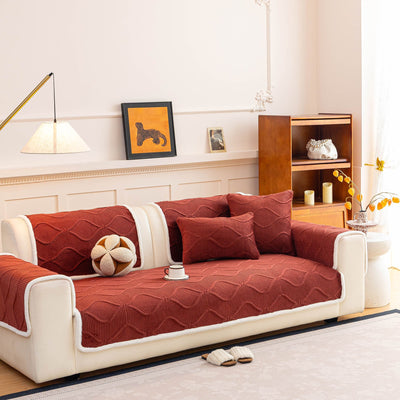 7 of 47:Thickened Crystal Velvet Sofa Cover, Non-Slip Quilted Couch Protector for Pets & Kids 