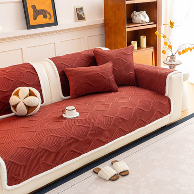 27 of 47:Thickened Crystal Velvet Sofa Cover, Non-Slip Quilted Couch Protector for Pets & Kids 