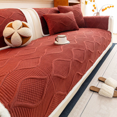 24 of 47:Thickened Crystal Velvet Sofa Cover, Non-Slip Quilted Couch Protector for Pets & Kids 