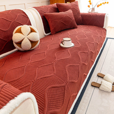 9 of 47:Thickened Crystal Velvet Sofa Cover, Non-Slip Quilted Couch Protector for Pets & Kids 