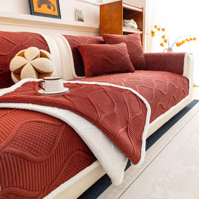 8 of 47:Thickened Crystal Velvet Sofa Cover, Non-Slip Quilted Couch Protector for Pets & Kids 