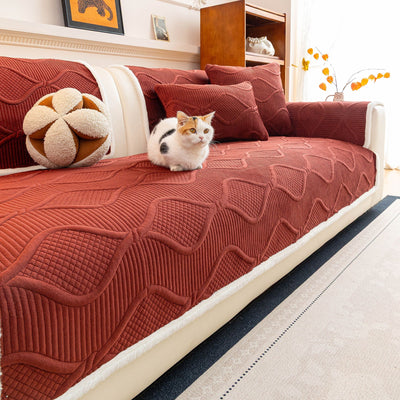 21 of 47:Thickened Crystal Velvet Sofa Cover, Non-Slip Quilted Couch Protector for Pets & Kids 