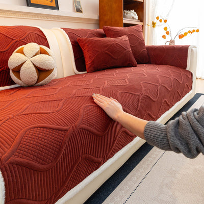 17 of 47:Thickened Crystal Velvet Sofa Cover, Non-Slip Quilted Couch Protector for Pets & Kids 