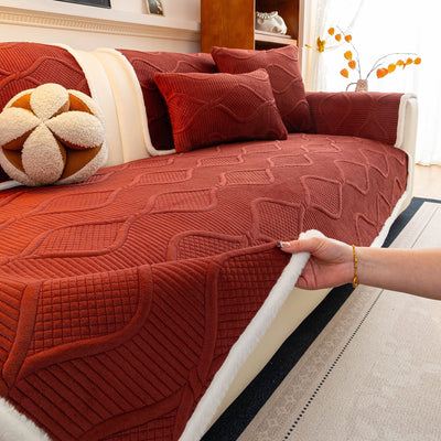 19 of 47:Thickened Crystal Velvet Sofa Cover, Non-Slip Quilted Couch Protector for Pets & Kids 