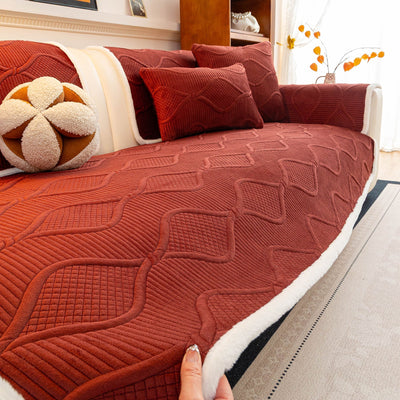 22 of 47:Thickened Crystal Velvet Sofa Cover, Non-Slip Quilted Couch Protector for Pets & Kids 